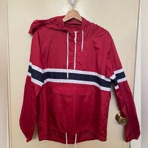 Zine Zumiez red hooded windbreaker. Size large